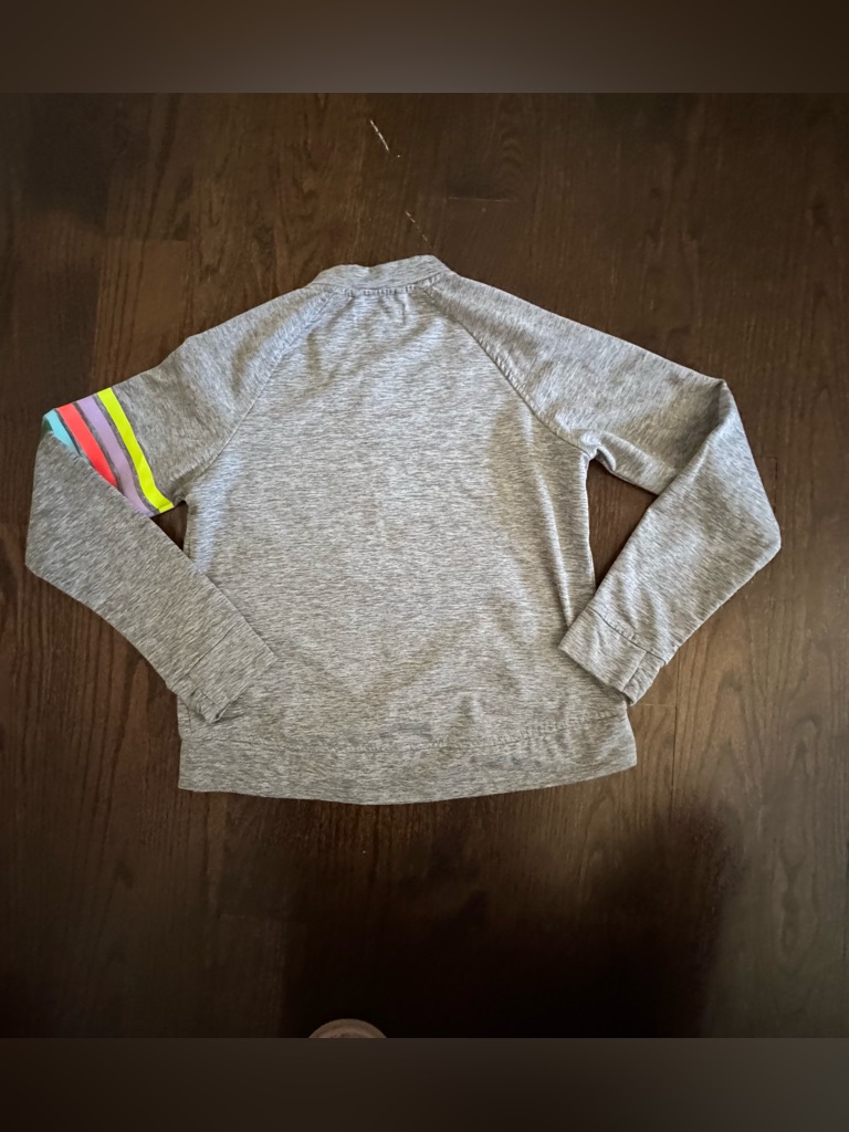 Rockets Of Awesome Gray Rainbow Striped Tech Jacket - Girls Size 8 — image 2 of 6